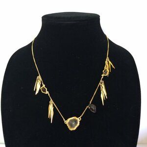 Alexis Bittar Gold Tone Crystal Dangle Necklace  Avant Garde Modern Art to Wear